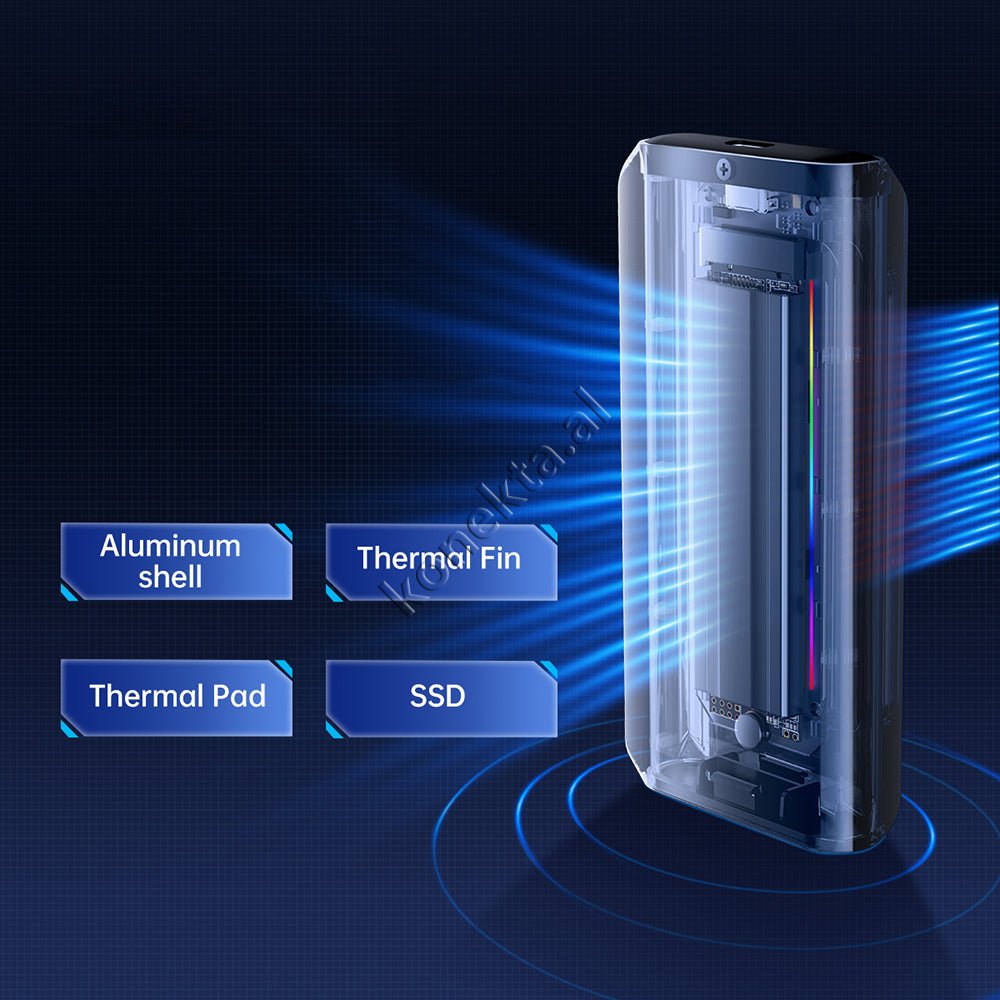 Orico SSD M.2 NVME Enclosure with Type-C Gen 2 Port and RGB Lighting - Thumbnail 10