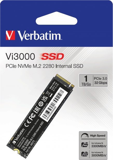 Verbatim Vi3000 SSD, 1TB, M.2 2280 PCI-E x4 Gen4 NVMe - Thumbnail 3