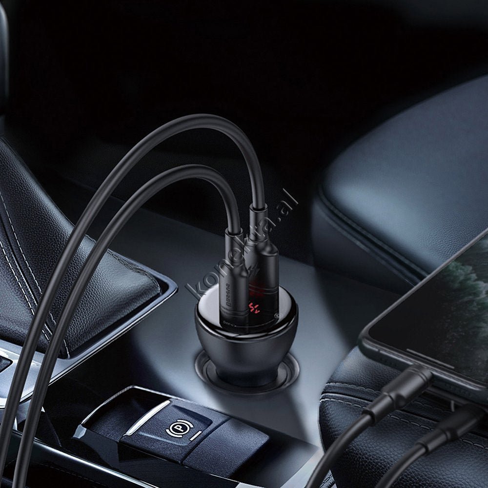 Baseus Fast Charge Car Charger, Black, 45W, 2 Ports USB/Type C - Thumbnail 7