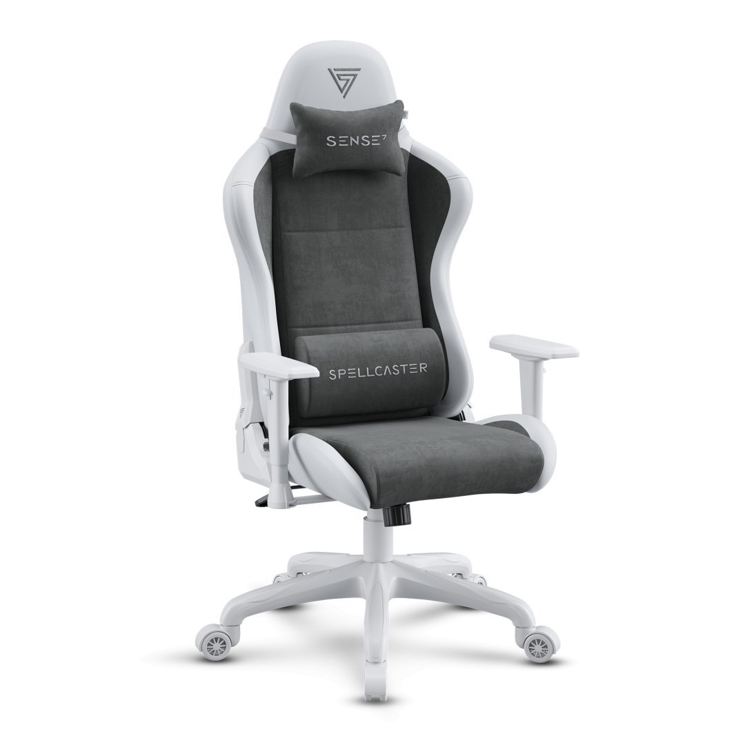 SENSE7 Spellcaster FUKU Chair, Material + Leather, Grey/White - Image 1