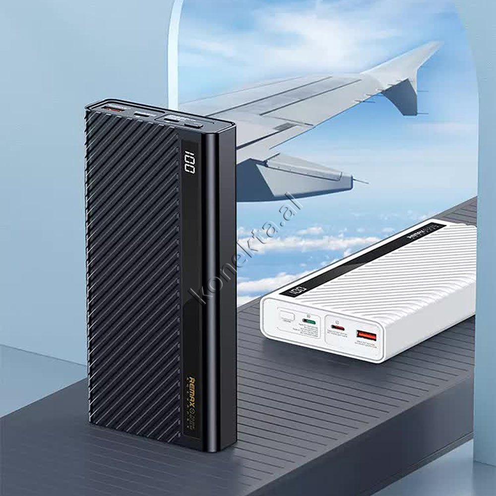 Remax 22500mAh Power Bank, 65W, 3 Ports, Black / White - Thumbnail 4