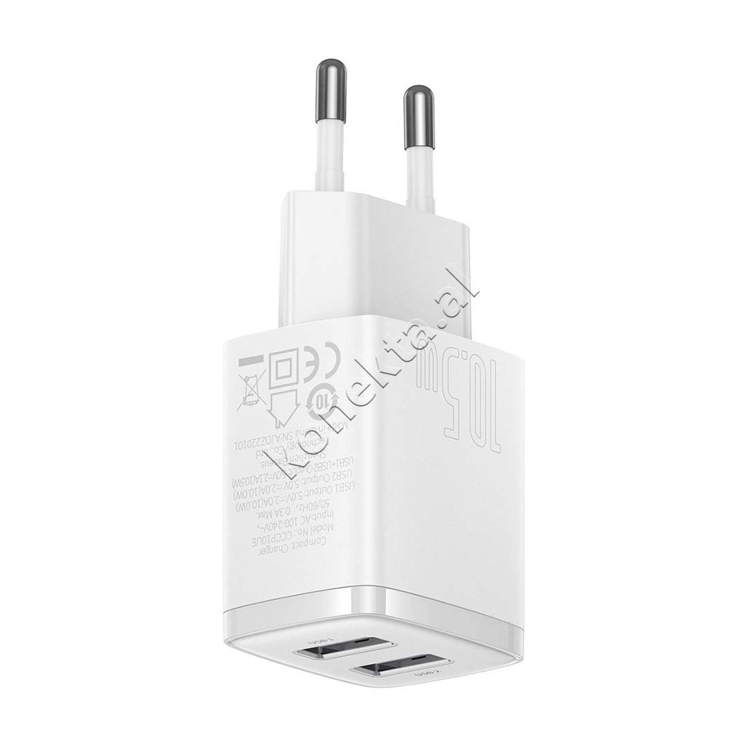 Baseus Charger, 10.5W, Dual USB-A Ports - Thumbnail 2