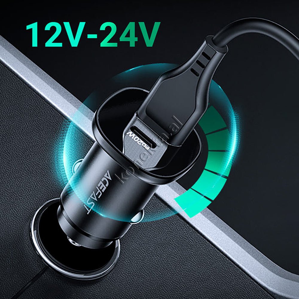 AceFast Car Charger 38W with USB and Type-C Ports - Thumbnail 5