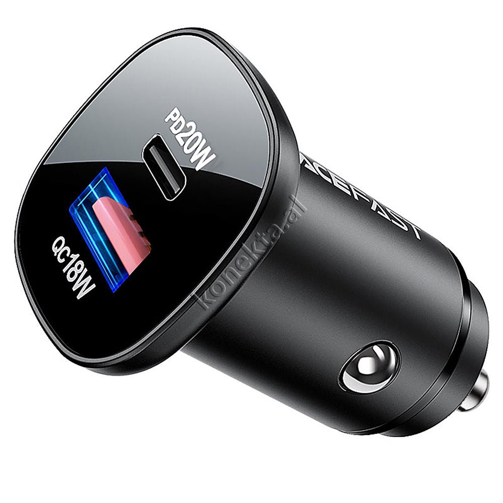 AceFast Car Charger 38W with USB and Type-C Ports - Image 1