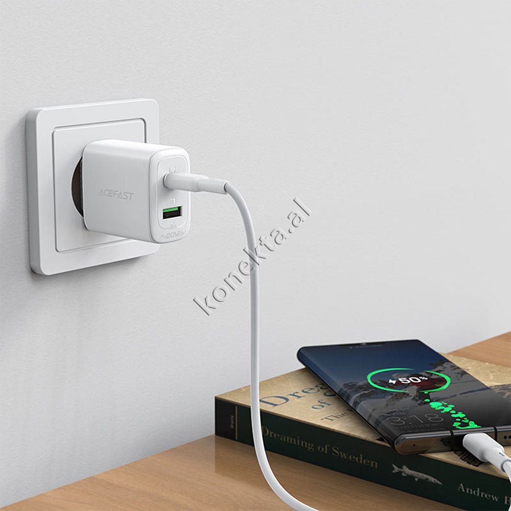AceFast Adaptor Karikimi 20W Me Porte USB Dhe Type-C - Thumbnail 7