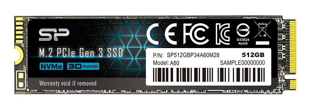 Silicon Power P34A60 M.2 SSD, 512GB, PCI Express SLC NVMe - Image 1