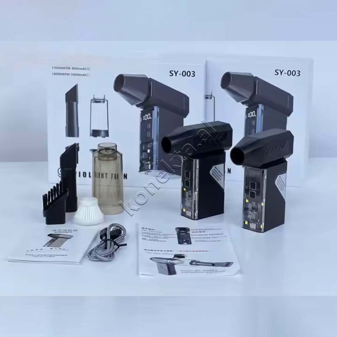 tjetertjeter Turbo Fan Vacuum Cleaner, 130000 RPM, 5000mAh Battery - Thumbnail 7
