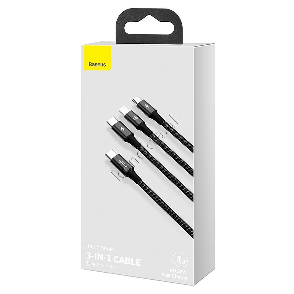 Baseus 3 Ne 1 Charging Cable, Type-C / Lightning / Micro, 20W, 1.5m - Thumbnail 10