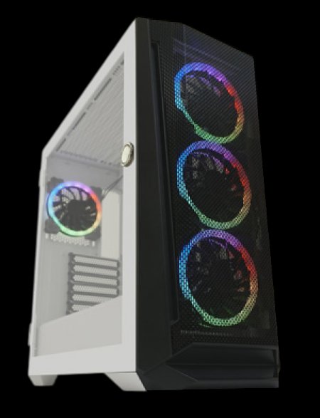 LC-805BW-ON Holo-1_X Midi-ATX Case, Black/White - Image 1