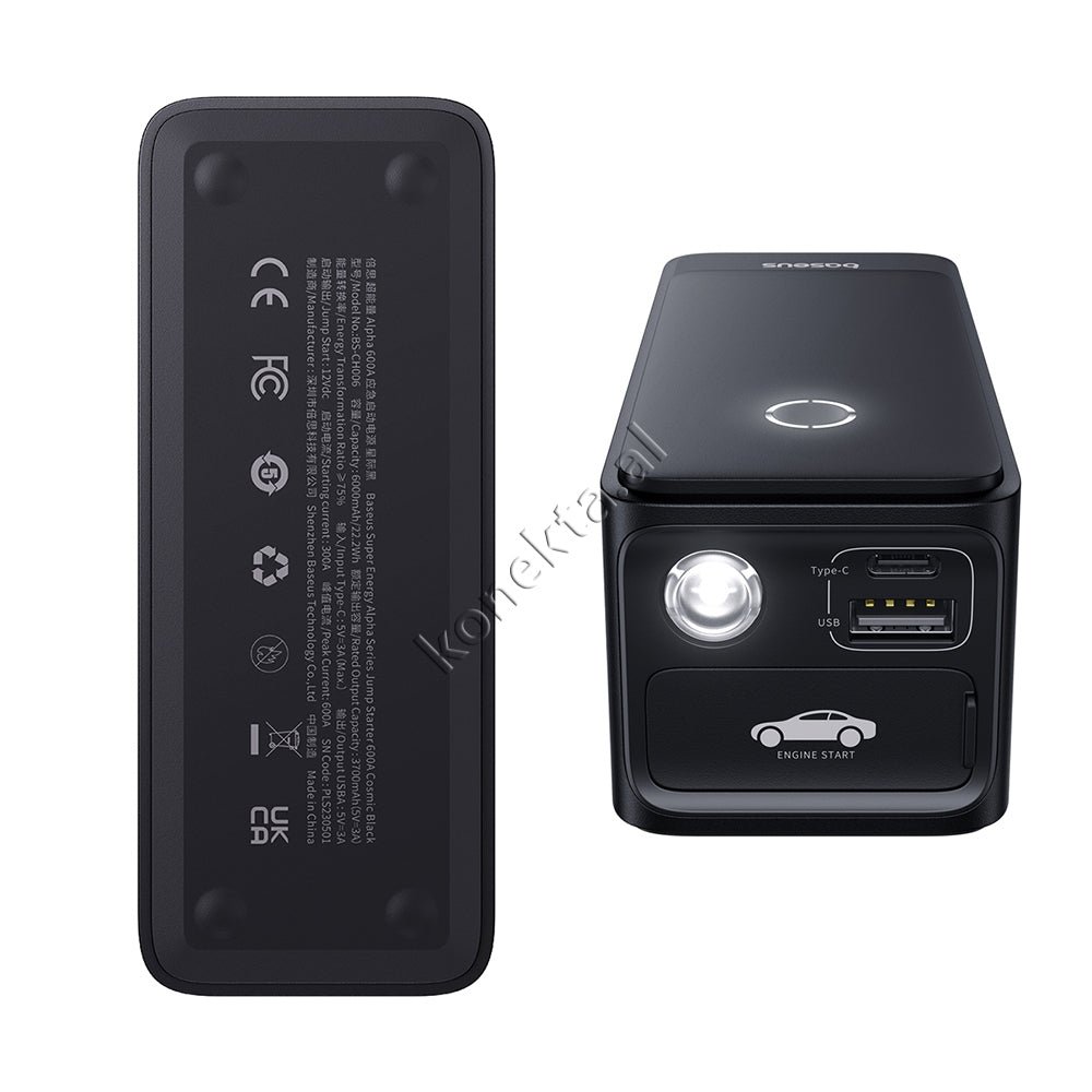 Baseus Multifunctional External Starter Battery, 6000mAh, Black - Thumbnail 4
