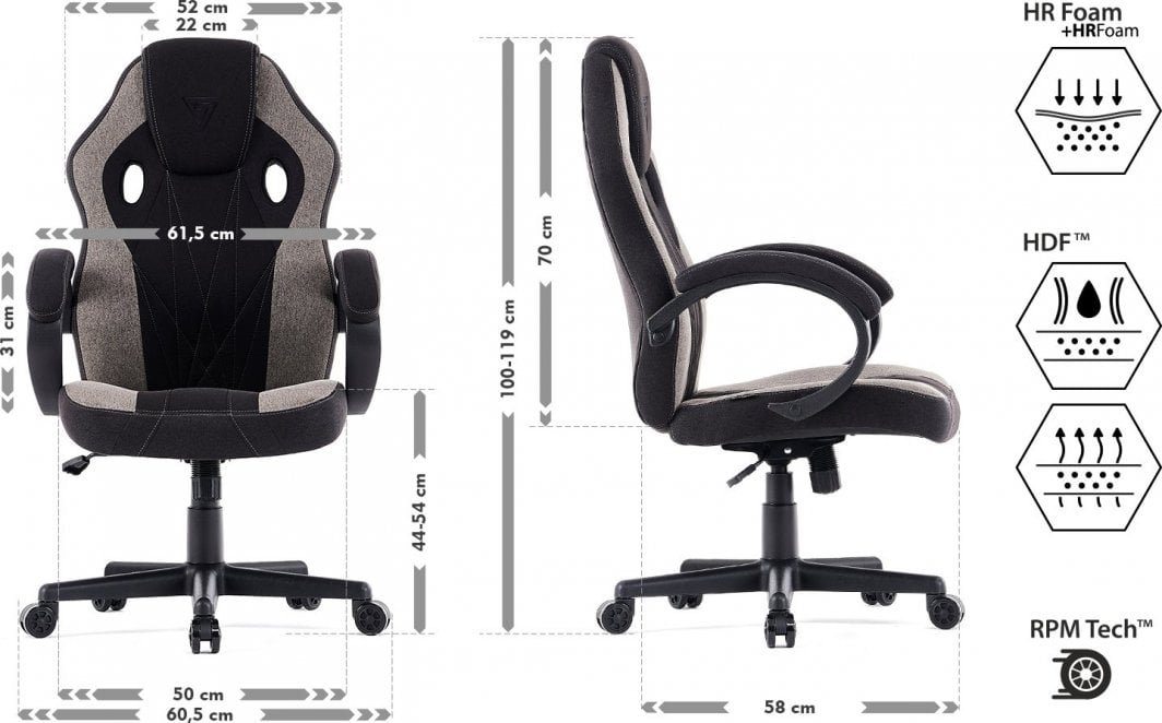 SENSE7 Prism Chair, Black/Grey - Thumbnail 8