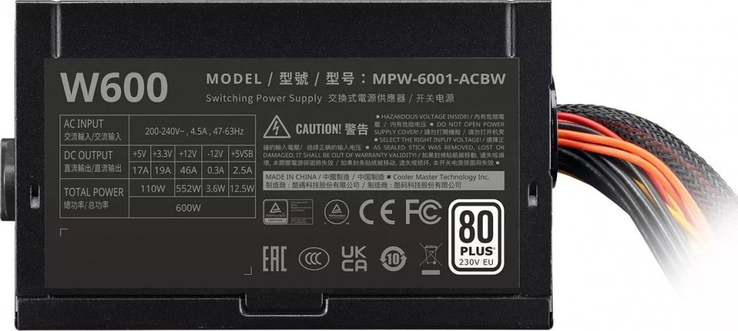 Cooler Master Elite NEX MPW-6001-ACBW-BEU ATX Power Supply, 600W - Thumbnail 4