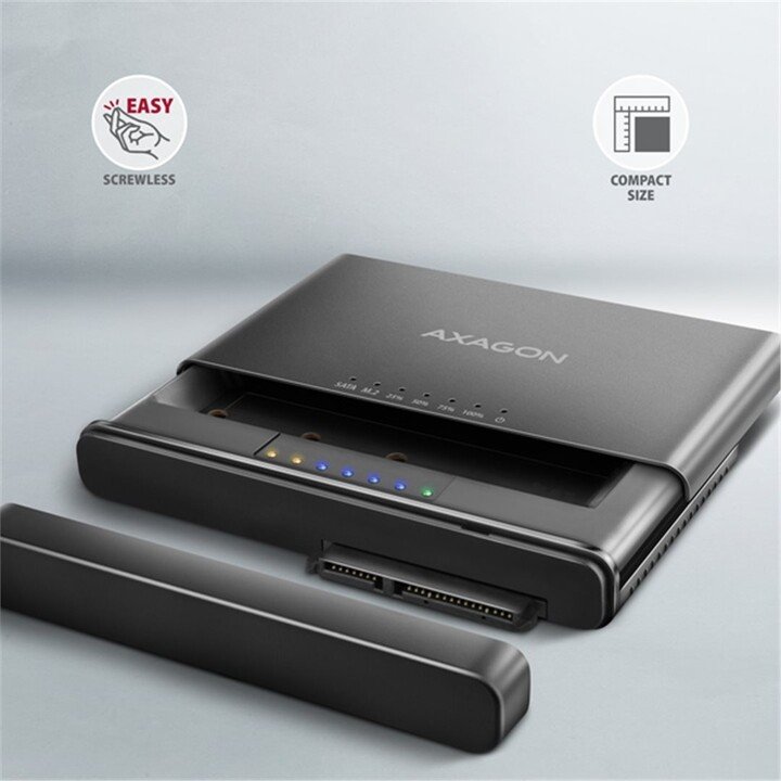 Axagon ADSA-CC Docking Station USB-C 10Gbps - NVMe M.2 SSD & SATA 2.5"/3.5" - Thumbnail 3