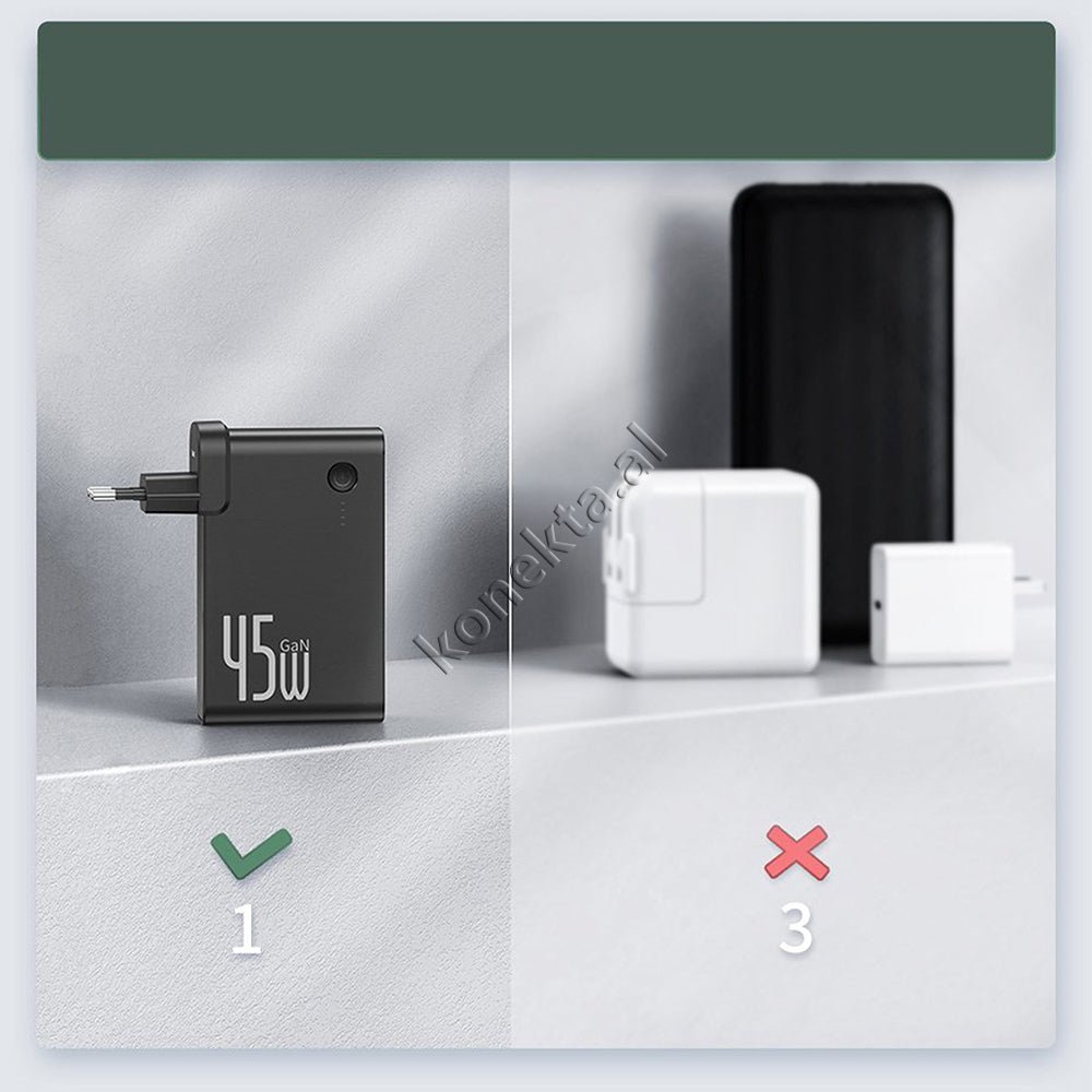 Baseus 2 in 1 Charger and Power Bank, 45W, 10000mAh, Black - Thumbnail 10