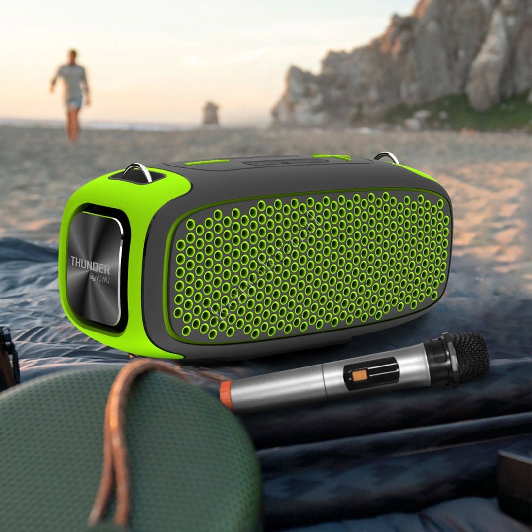 WiWU Thunder Bluetooth Speaker with Wireless Microphone, Black - Thumbnail 2