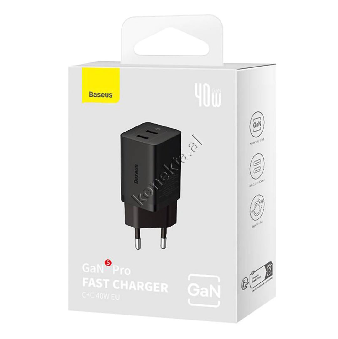Baseus 40W Fast Charge Adapter, 2 Port Type-C - Thumbnail 2
