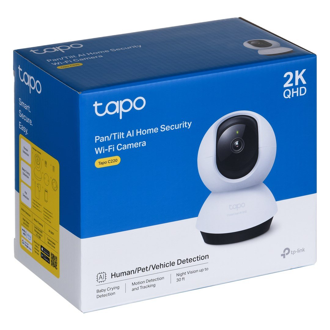 TP-LINK Tapo Pan/Tilt AI Camera, 2 MP, 2560 x 1440, White / Black - Thumbnail 5