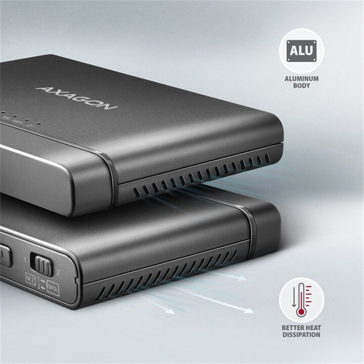 Axagon ADSA-CC Docking Station USB-C 10Gbps - NVMe M.2 SSD & SATA 2.5"/3.5" - Thumbnail 6