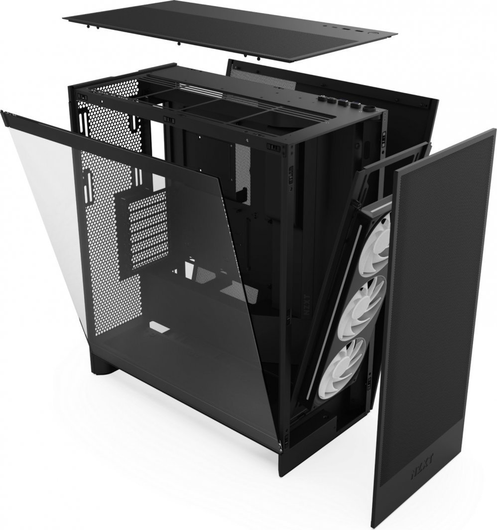 NZXT H7 Flow RGB Case, Black, Midi Tower - Thumbnail 4