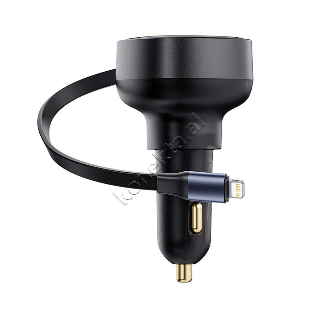Baseus Car Charger 55W with Retractable Lightning Plug, Black - Thumbnail 10