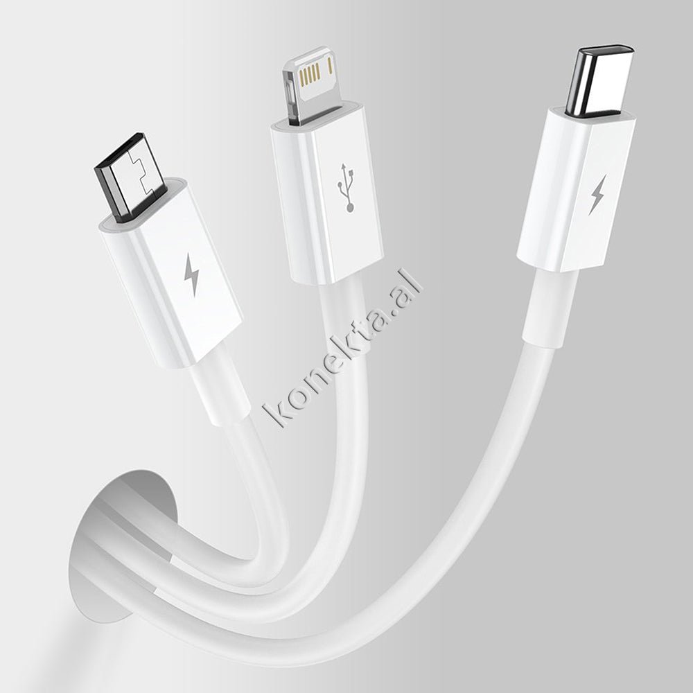 Baseus Kabell USB 3 Ne 1 Lightning, Micro & Type-C, 1.5m, E Bardhe - Thumbnail 11