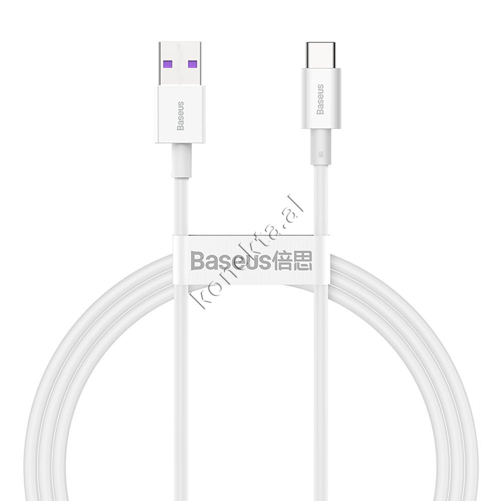 Baseus Superior Series Type-C Charging Cable, 66W, 1m, White - Image 1