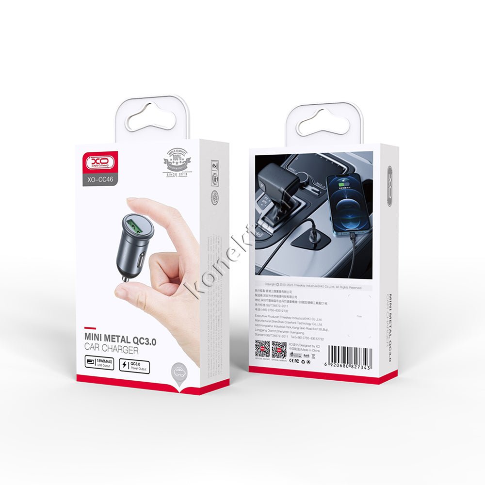 XO Car Charger 18W, Black - Thumbnail 2