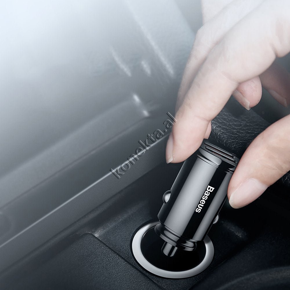 Baseus 30W Quick Charge Car Charger, Black / White - Image 1