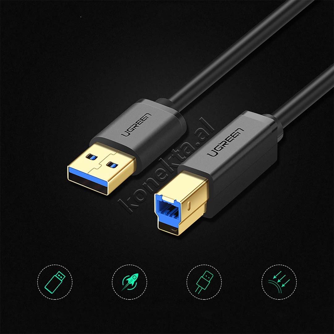 UGreen USB-A to USB-B Cable, 1m / 2m, Black - Thumbnail 7