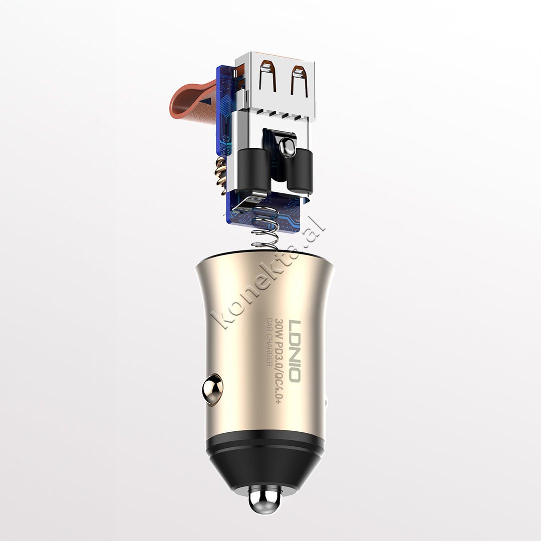 LDNIO 30W Car Charger Adapter, Black / Silver - Thumbnail 5
