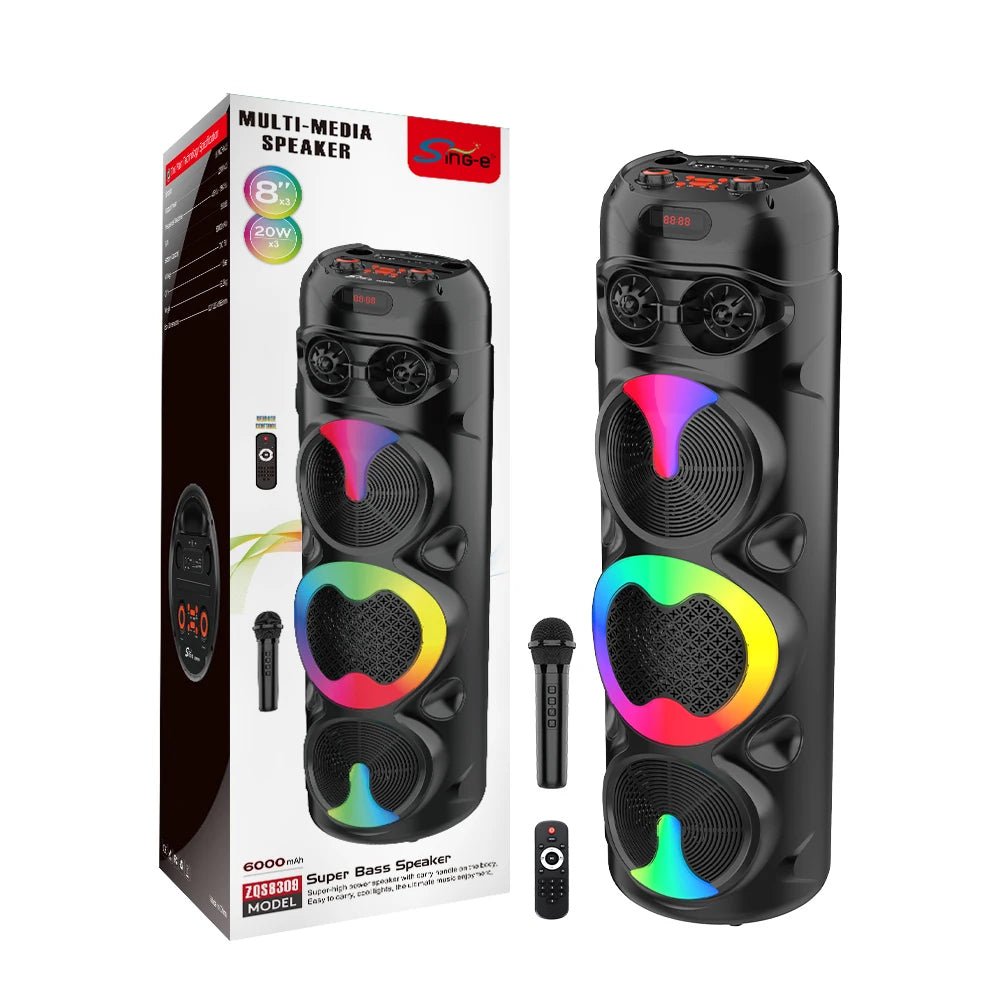 Sing-E ZQS8309 Speaker, 60W, 3x8" Subwoofer, Wireless Microphone - Thumbnail 8