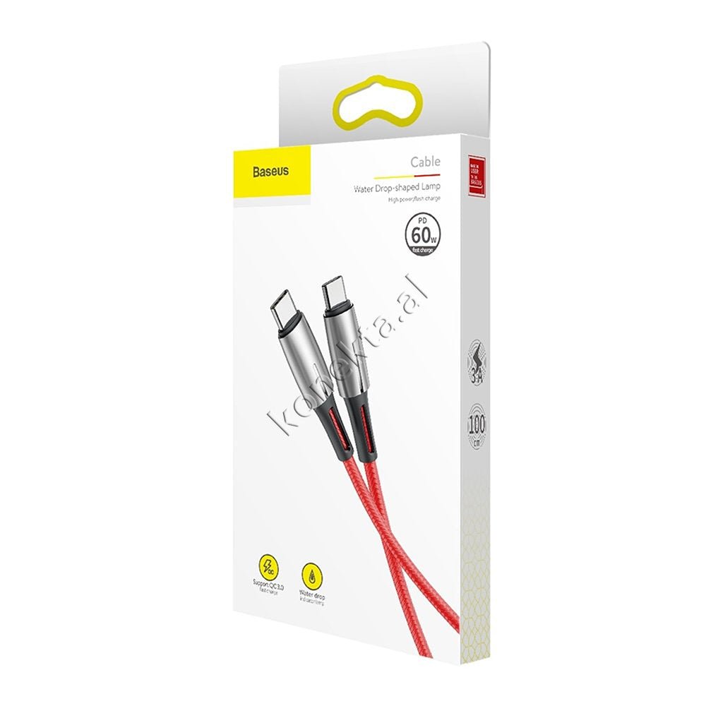 Baseus Water Drop-shaped Lamp USB Cable, 1m, Type-C, Fast Charge PD 60W - Thumbnail 14