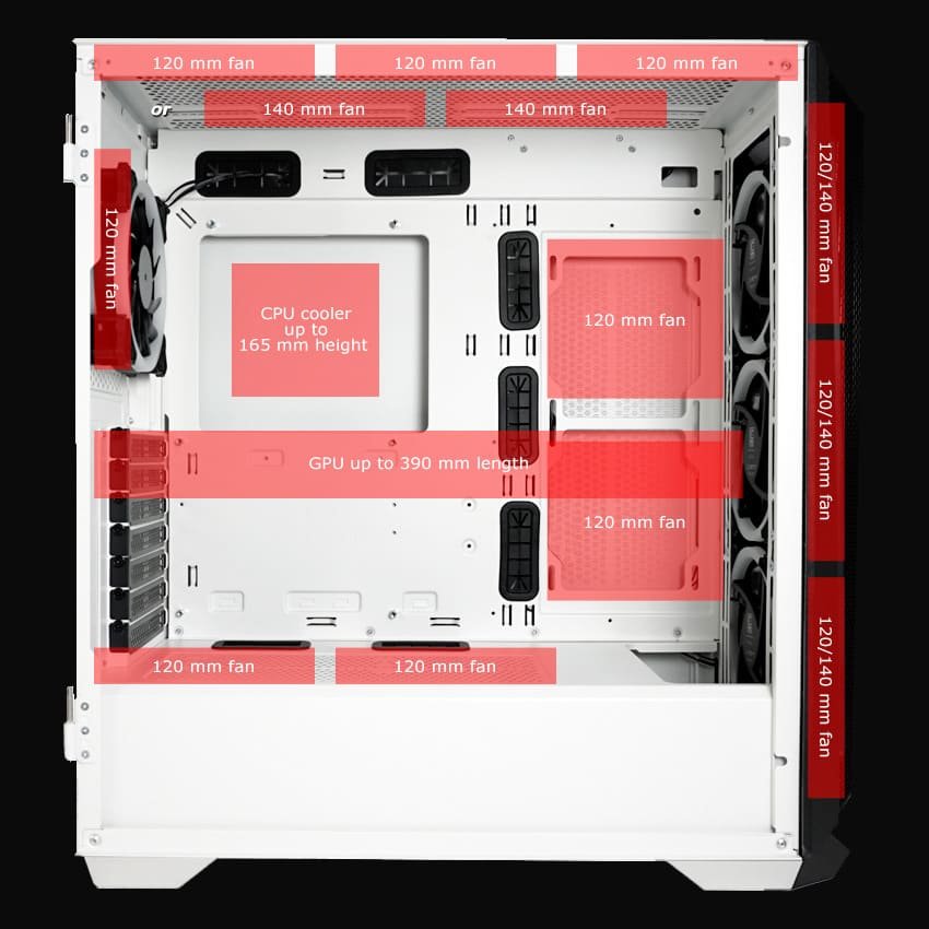 LC-805BW-ON Holo-1_X Midi-ATX Case, Black/White - Thumbnail 7