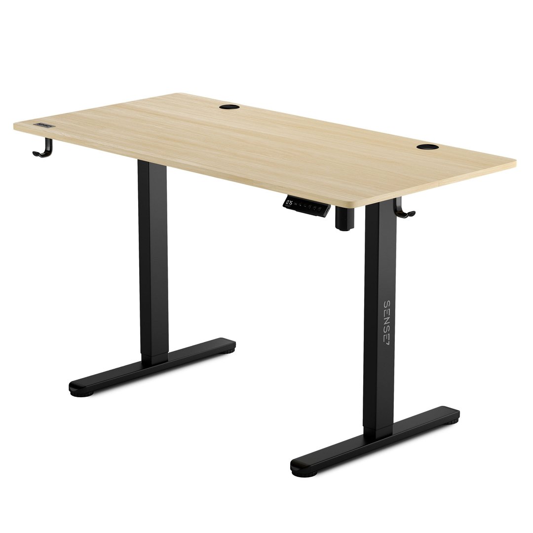 SENSE7 Nojo Electric Desk, 120cm x 60cm, Black / Light Wood - Image 1