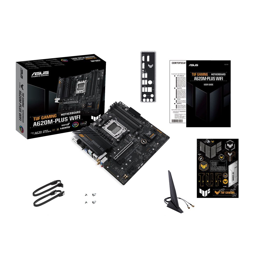 ASUS TUF Gaming A620M-PLUS WiFi AMD A620 Socket AM5 micro ATX Motherboard - Thumbnail 8