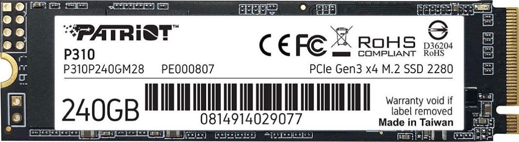 Patriot P310 SSD, 240GB, M.2 2280 PCI-E x4 Gen3 NVMe - Image 1