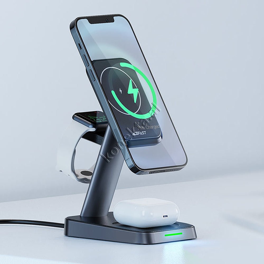 AceFast Wireless Charger, 3 in 1, Black - Thumbnail 8