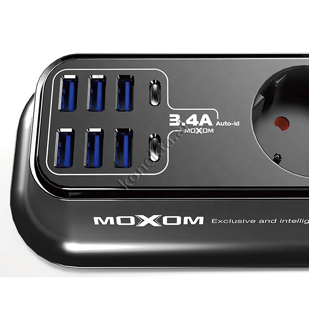 MOXOM Multiprize 4 Vendeshe Me 6 Porta USB Dhe 2 Type-C Me Njohje Inteligjente E Karikim Te Shpejte - Thumbnail 4