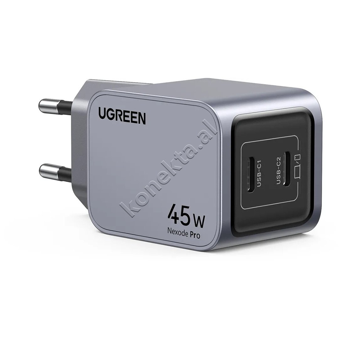 UGreen Nexode Pro 45W Charger, 2 USB-C Ports, Grey / Black - Thumbnail 3