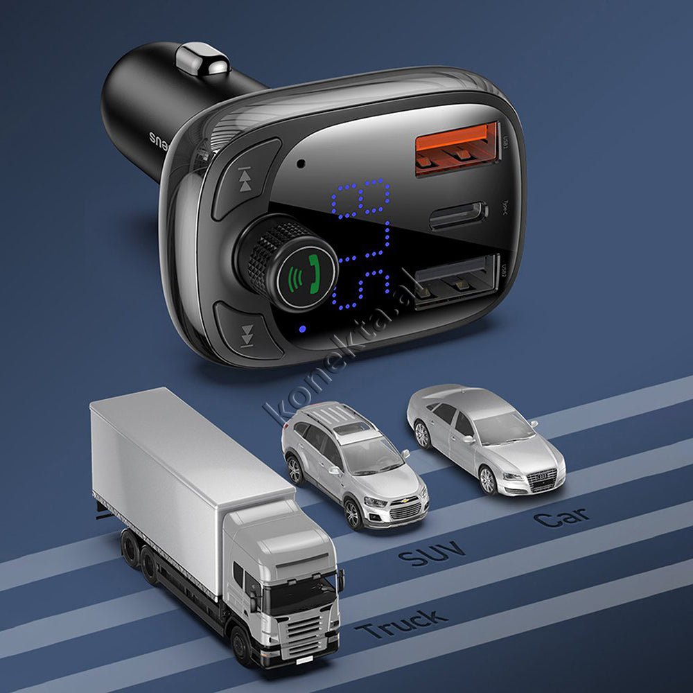 Baseus MP3 Car Charger, 36W, Bluetooth, Digital Panel - Thumbnail 13