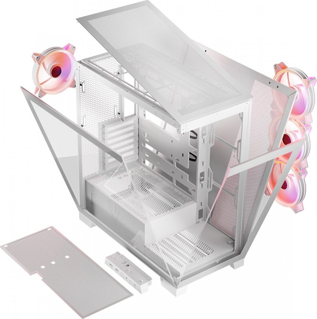 Modecom Volcano Space Apex ARGB Case, White, Midi Tower - Thumbnail 19