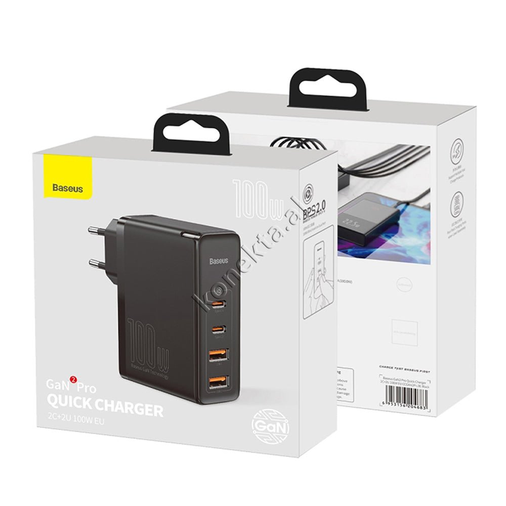 Baseus Charger, 4 Ports USB + Type-C, 100W, Black, with Type-C Cable - Thumbnail 7