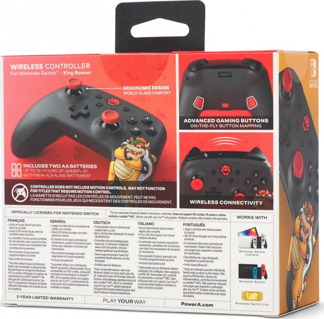 PowerA King Bowser Controller, Wireless, Black - Thumbnail 11