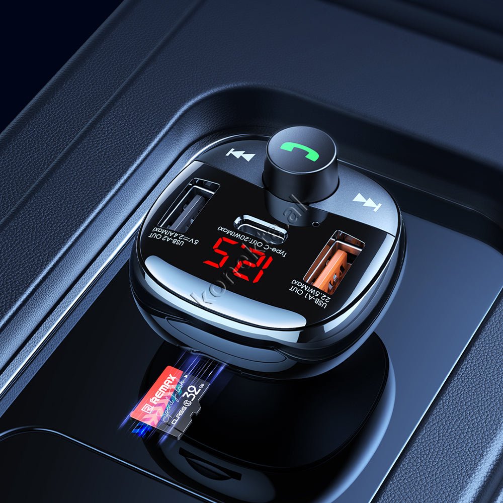 Remax Car Charger with MP3 and Bluetooth, 54.5W, 3 Charging Ports, TF Card - Thumbnail 4
