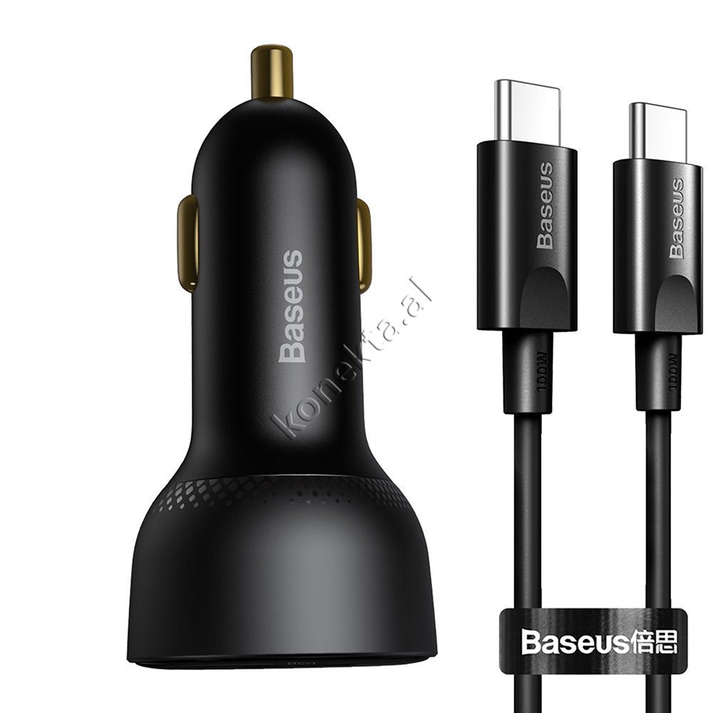 Baseus Car Charger 100W with Type-C to Type-C Cable - Image 1