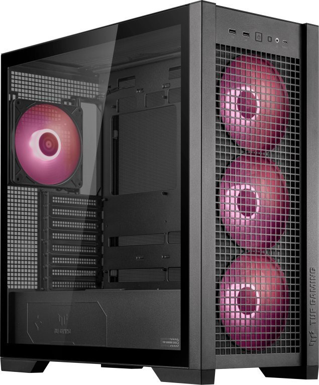 Asus TUF Gaming GT302 TG ARGB Case, Black, Midi Tower - Thumbnail 3