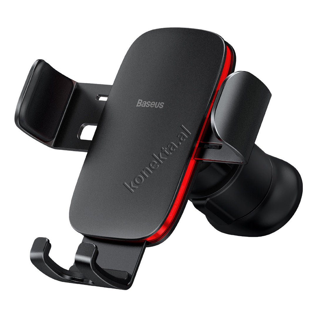 Baseus Metal Age II Phone Holder, Black with Red - Image 1