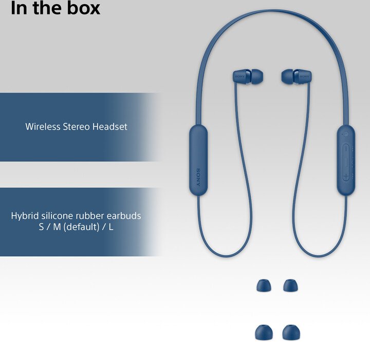 Sony WI-C100 Earbuds, Blue - Thumbnail 5