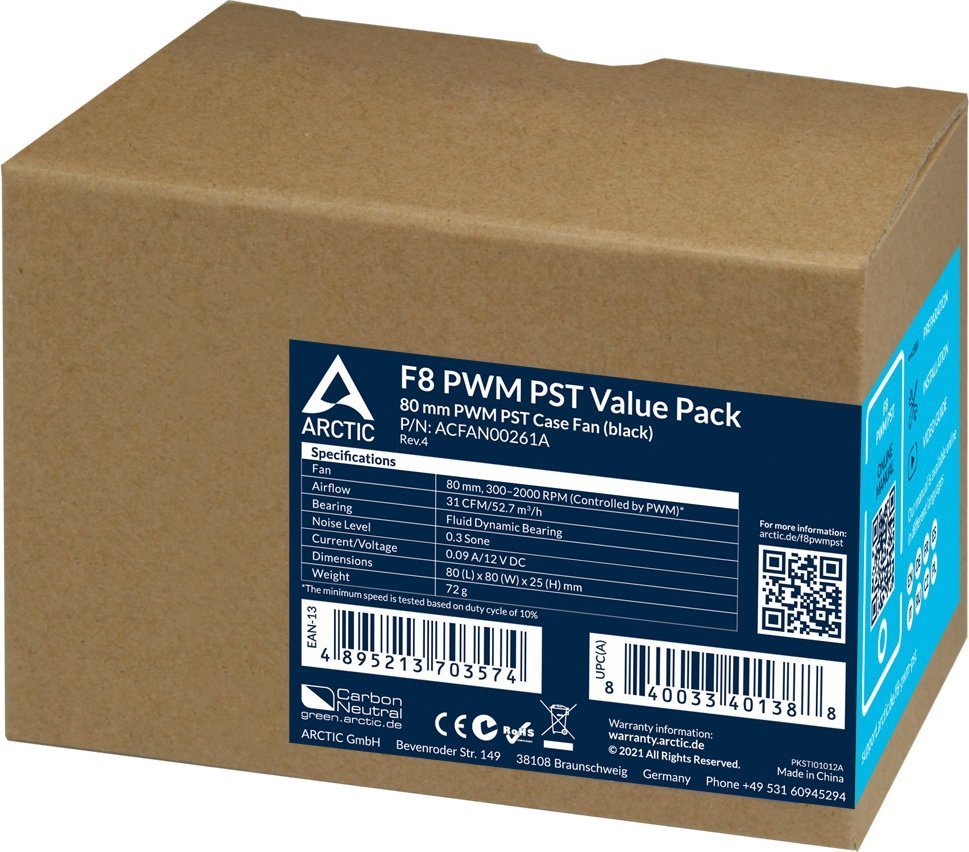 Arctic F8 PWM PST Fan, 5-pack - Thumbnail 4