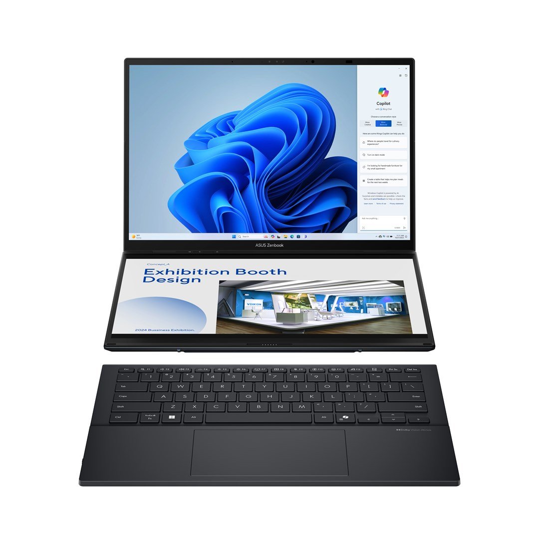 ASUS Zenbook Duo UX8406CA-PZ068X Laptop, 14", Intel Core Ultra 9 285H, Hybrid (2-in-1), Touchscreen 3K, 32 GB LPDDR5x-SDRAM, 2 TB SSD, I hirtë - Image 1